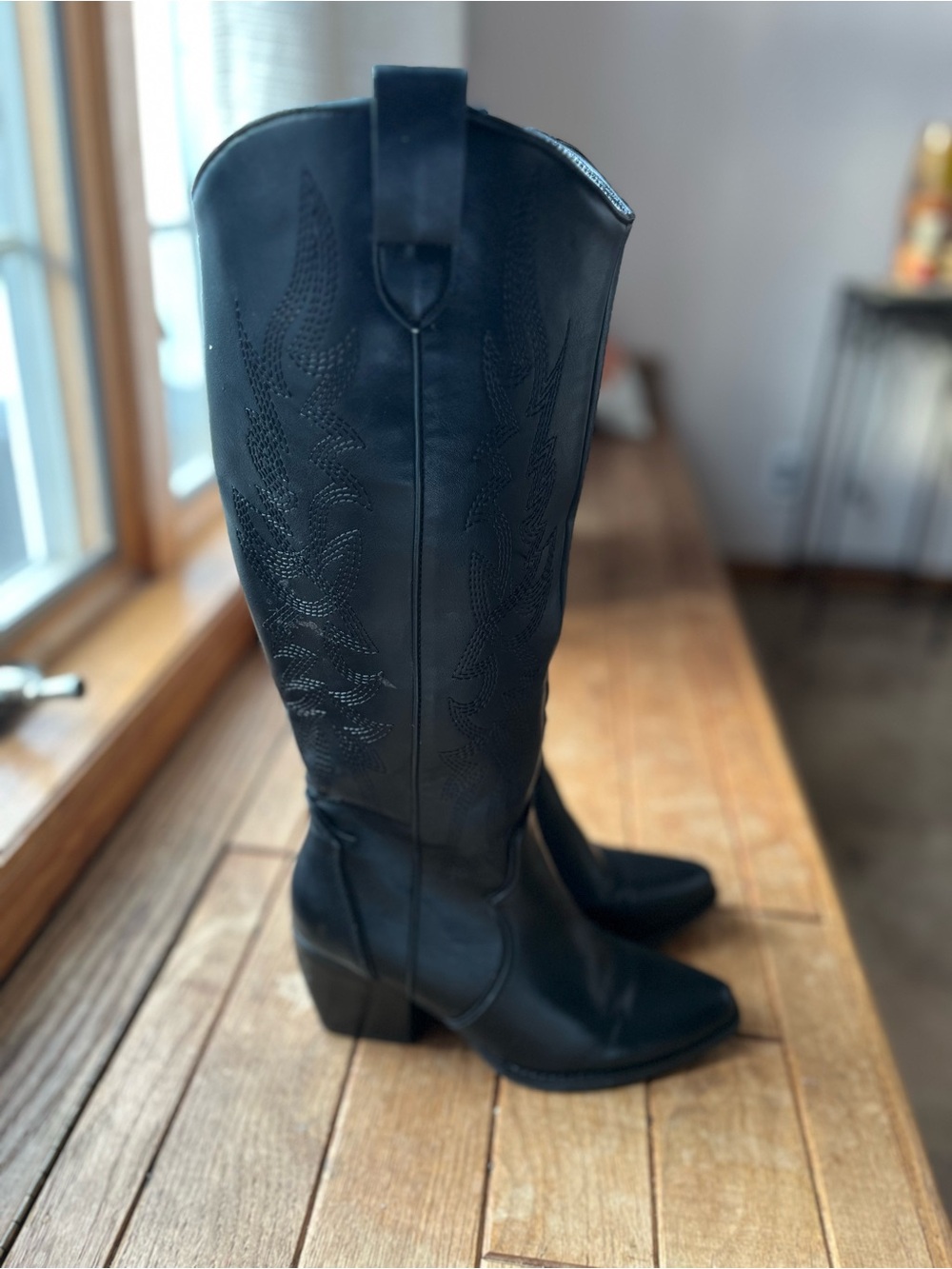 Dream Pairs Black Over-the-Knee Western Riding Boots